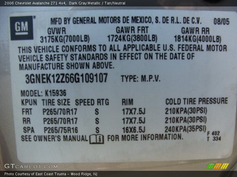 Dark Gray Metallic / Tan/Neutral 2006 Chevrolet Avalanche Z71 4x4