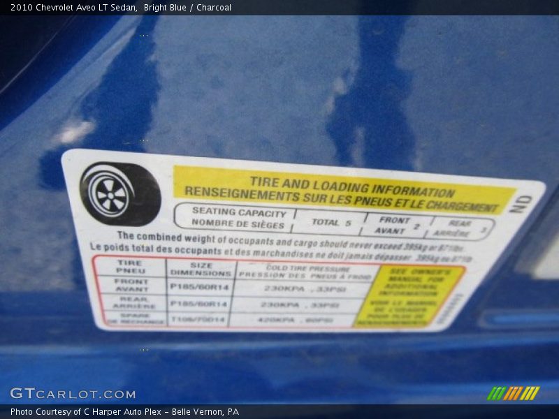 Bright Blue / Charcoal 2010 Chevrolet Aveo LT Sedan