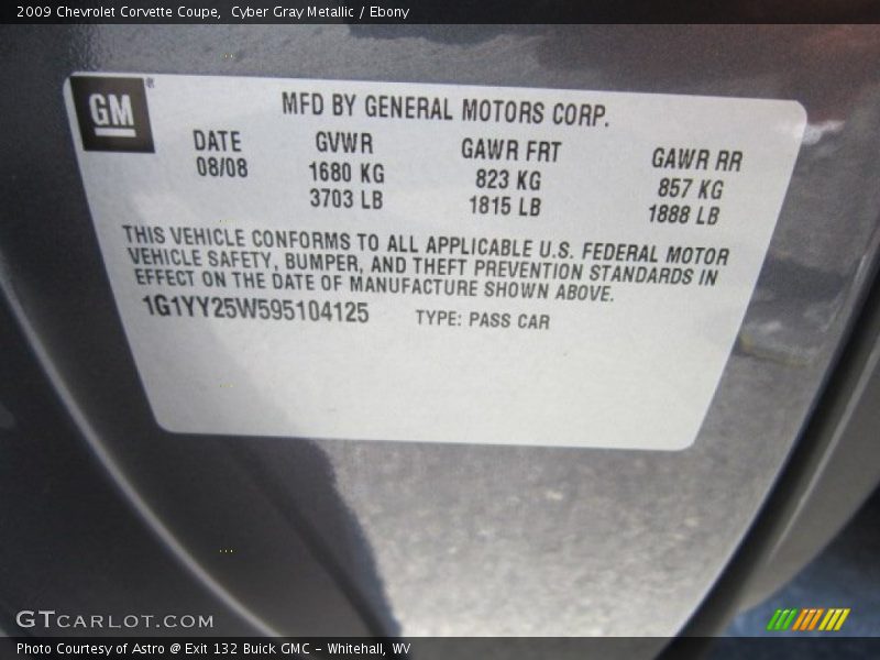 Cyber Gray Metallic / Ebony 2009 Chevrolet Corvette Coupe