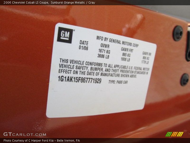 Sunburst Orange Metallic / Gray 2006 Chevrolet Cobalt LS Coupe
