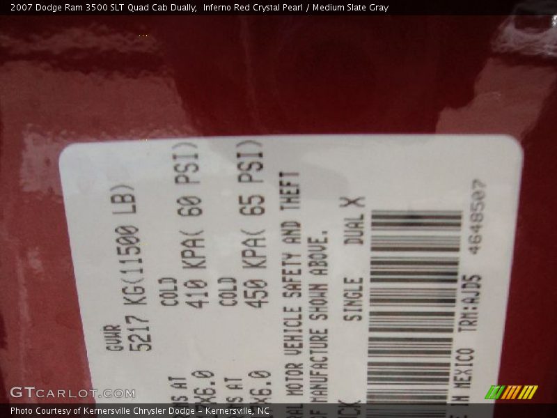 Inferno Red Crystal Pearl / Medium Slate Gray 2007 Dodge Ram 3500 SLT Quad Cab Dually