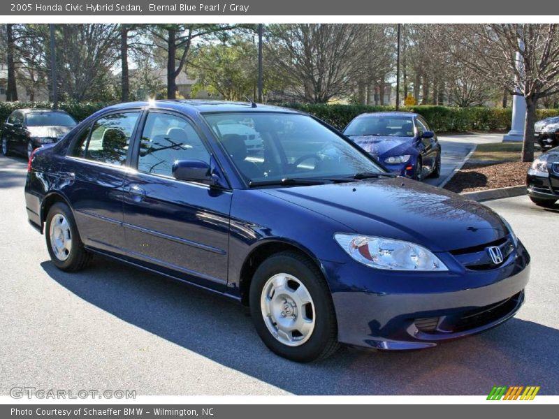 Eternal Blue Pearl / Gray 2005 Honda Civic Hybrid Sedan