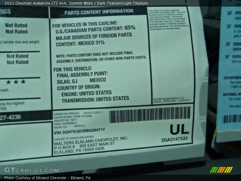 Summit White / Dark Titanium/Light Titanium 2011 Chevrolet Avalanche LTZ 4x4