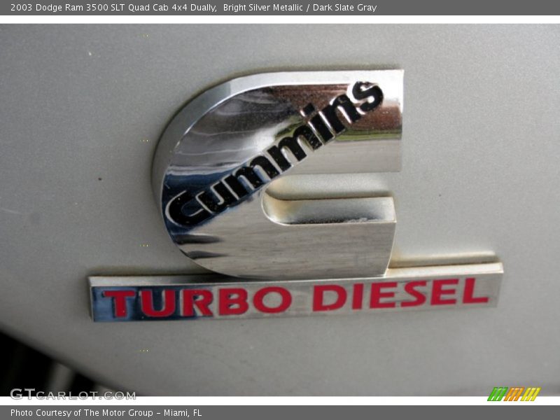 Bright Silver Metallic / Dark Slate Gray 2003 Dodge Ram 3500 SLT Quad Cab 4x4 Dually