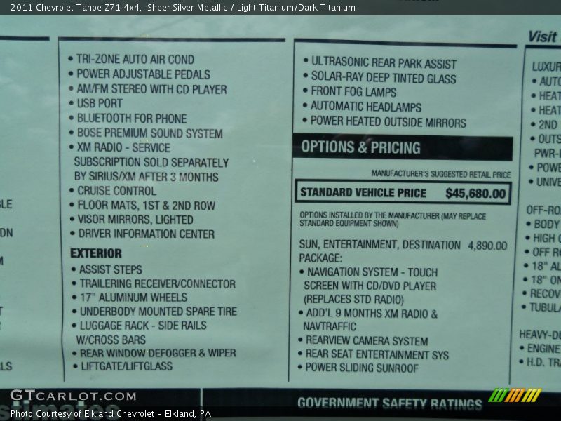 Sheer Silver Metallic / Light Titanium/Dark Titanium 2011 Chevrolet Tahoe Z71 4x4