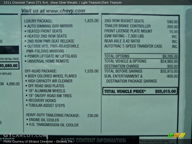 Sheer Silver Metallic / Light Titanium/Dark Titanium 2011 Chevrolet Tahoe Z71 4x4