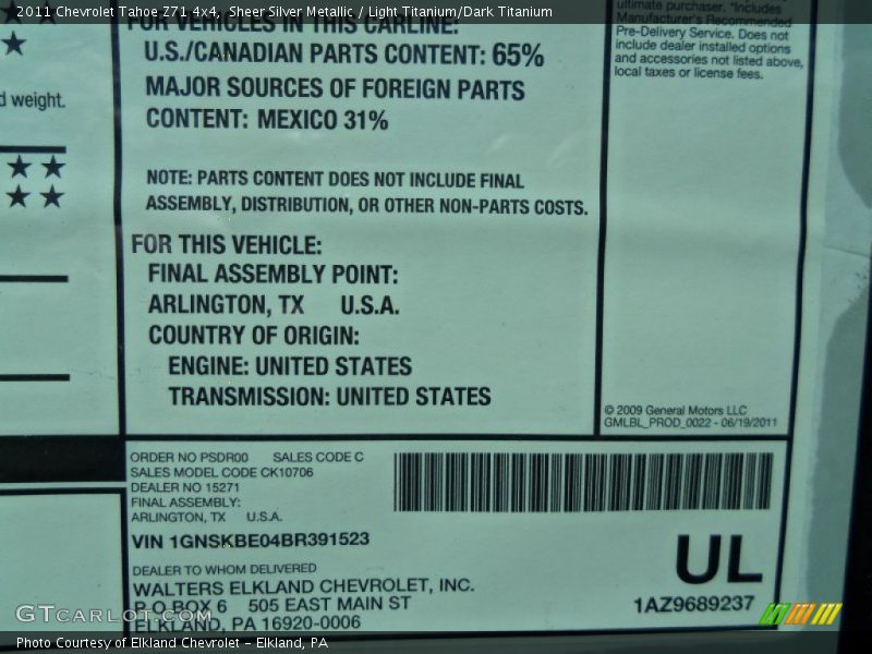 Sheer Silver Metallic / Light Titanium/Dark Titanium 2011 Chevrolet Tahoe Z71 4x4