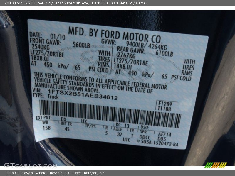 Dark Blue Pearl Metallic / Camel 2010 Ford F250 Super Duty Lariat SuperCab 4x4