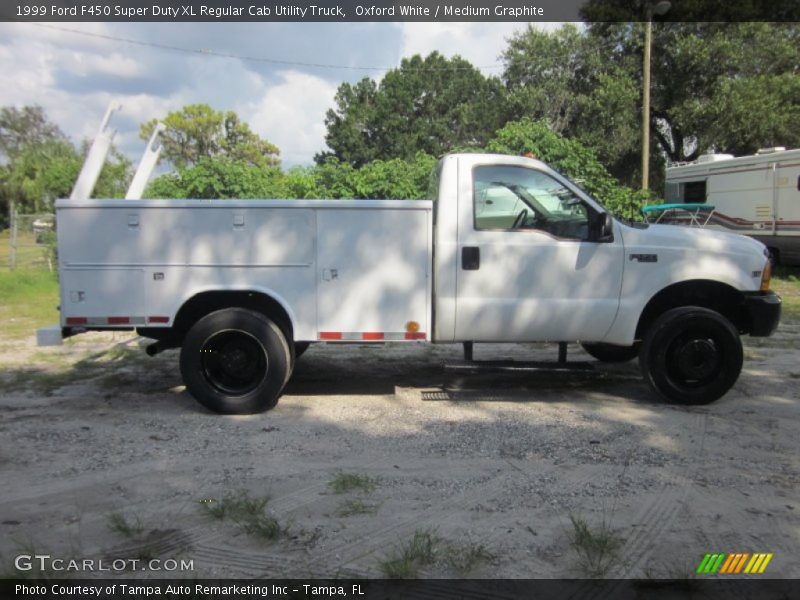 Oxford White / Medium Graphite 1999 Ford F450 Super Duty XL Regular Cab Utility Truck
