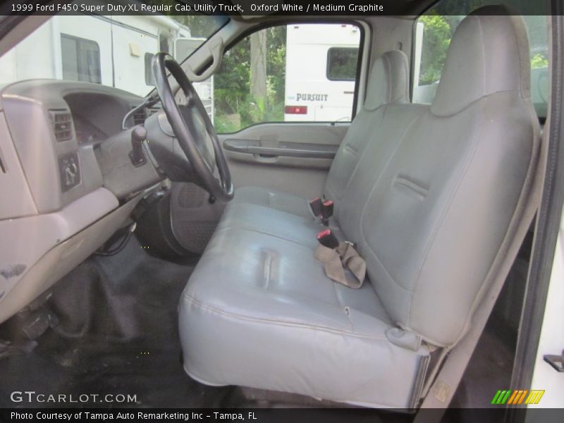 Oxford White / Medium Graphite 1999 Ford F450 Super Duty XL Regular Cab Utility Truck