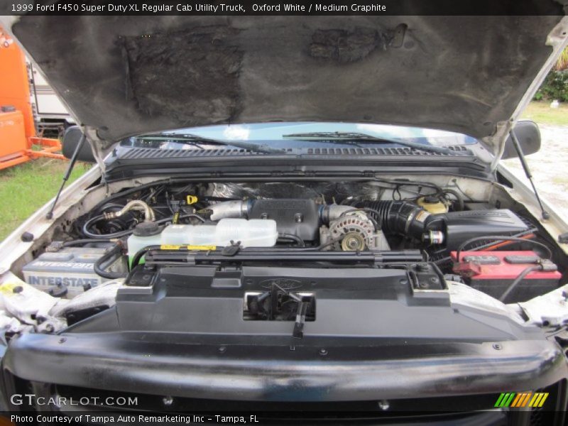 Oxford White / Medium Graphite 1999 Ford F450 Super Duty XL Regular Cab Utility Truck