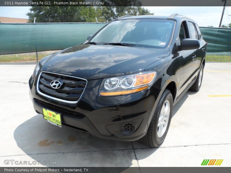 Phantom Black Metallic / Gray 2011 Hyundai Santa Fe GLS