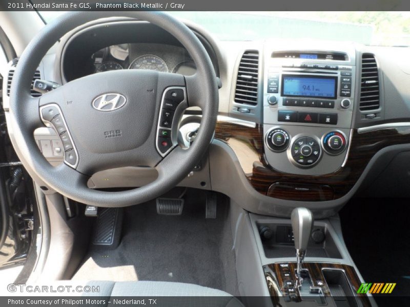 Phantom Black Metallic / Gray 2011 Hyundai Santa Fe GLS