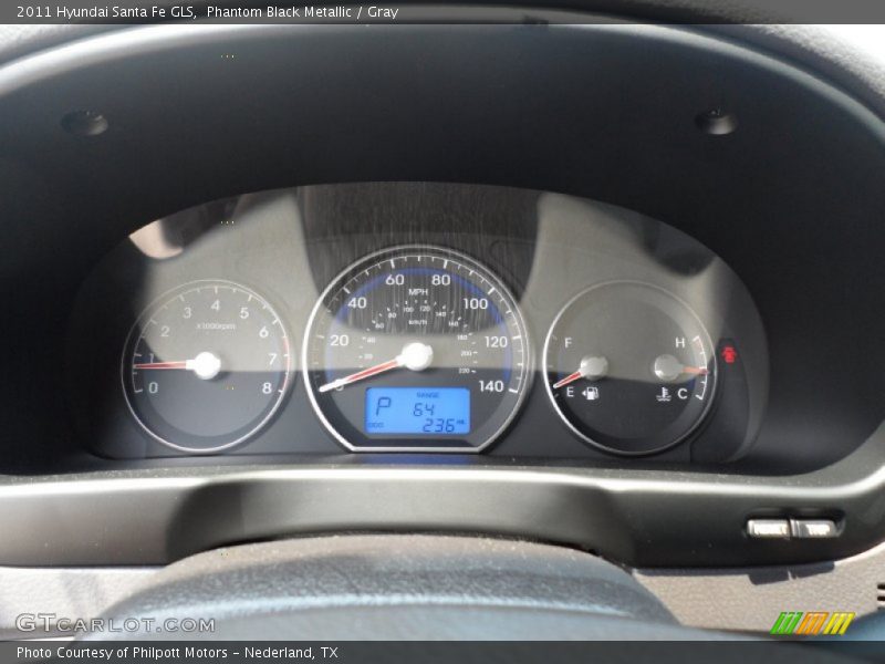 Phantom Black Metallic / Gray 2011 Hyundai Santa Fe GLS