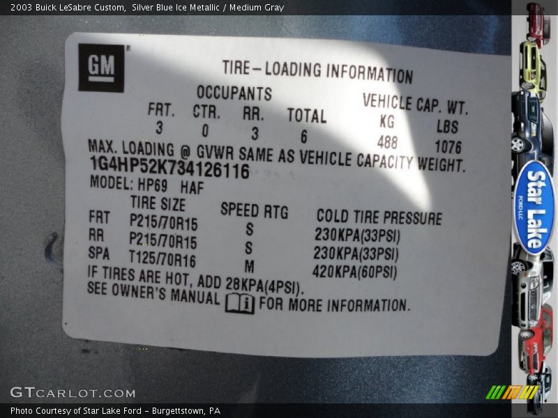 Silver Blue Ice Metallic / Medium Gray 2003 Buick LeSabre Custom