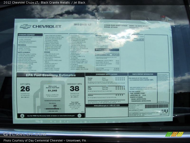  2012 Cruze LT Window Sticker