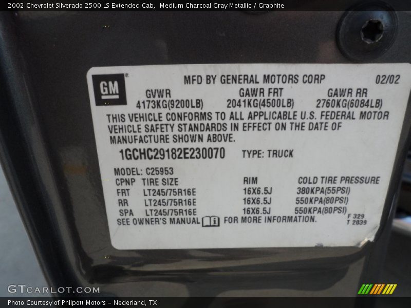 Medium Charcoal Gray Metallic / Graphite 2002 Chevrolet Silverado 2500 LS Extended Cab