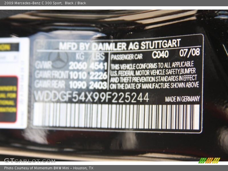 Black / Black 2009 Mercedes-Benz C 300 Sport