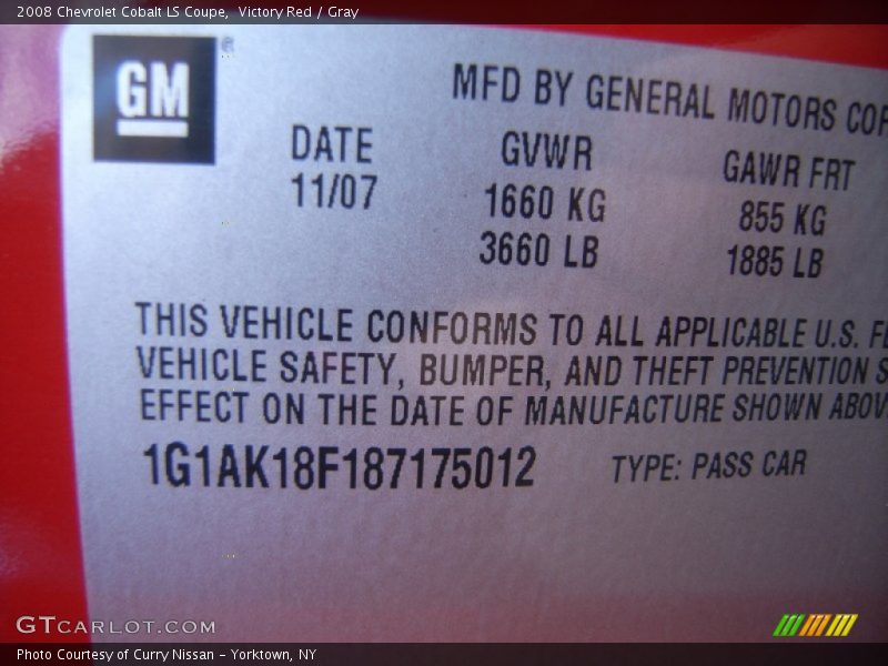 Victory Red / Gray 2008 Chevrolet Cobalt LS Coupe