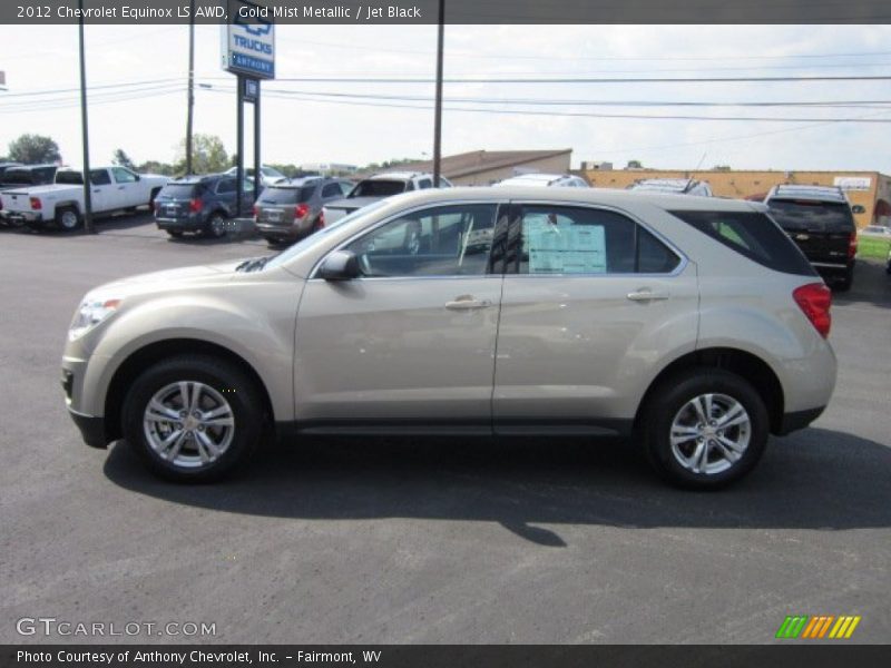 Gold Mist Metallic / Jet Black 2012 Chevrolet Equinox LS AWD