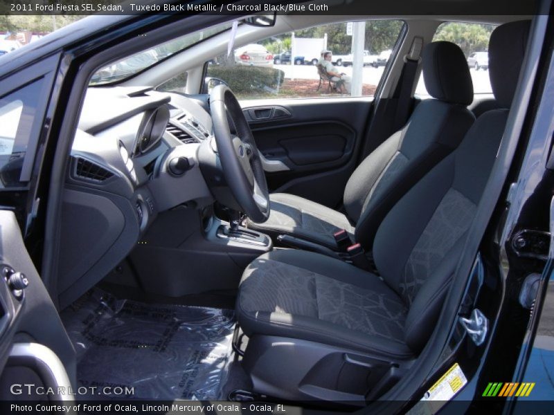  2011 Fiesta SEL Sedan Charcoal Black/Blue Cloth Interior