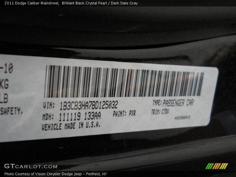 Brilliant Black Crystal Pearl / Dark Slate Gray 2011 Dodge Caliber Mainstreet