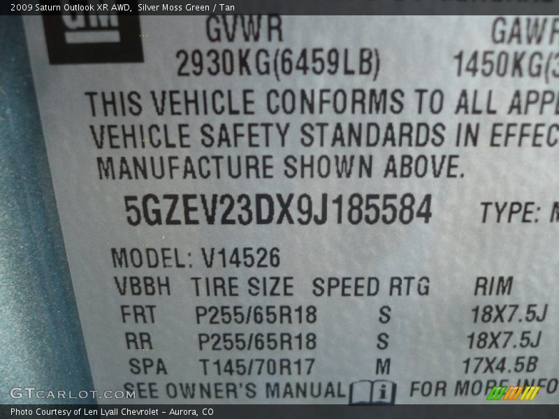 Silver Moss Green / Tan 2009 Saturn Outlook XR AWD