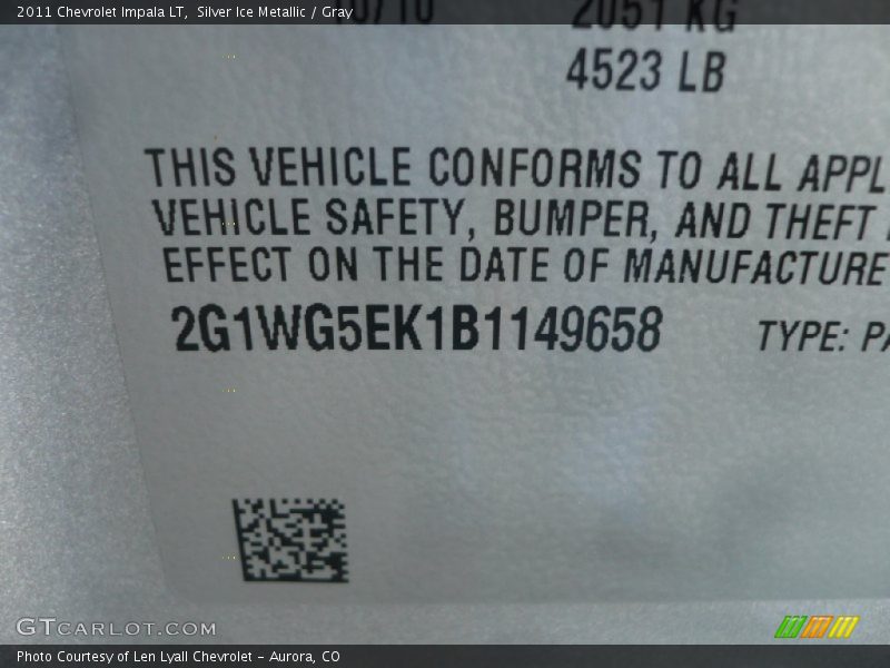 Silver Ice Metallic / Gray 2011 Chevrolet Impala LT