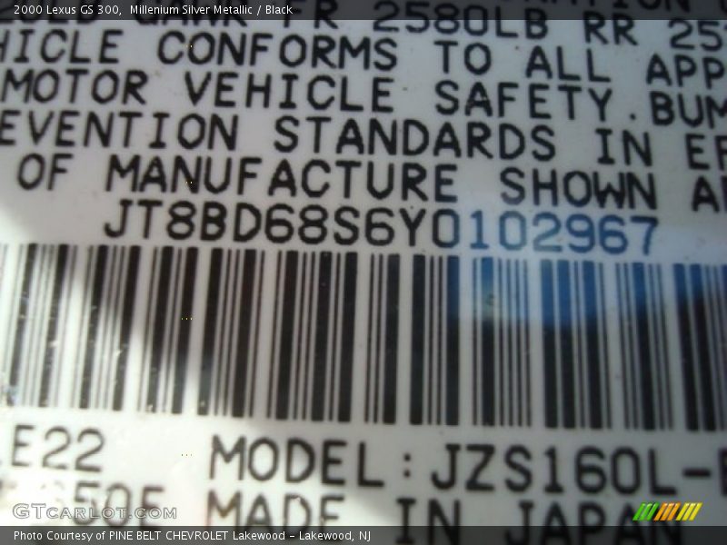 Millenium Silver Metallic / Black 2000 Lexus GS 300