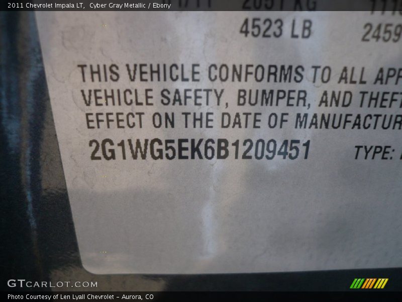 Cyber Gray Metallic / Ebony 2011 Chevrolet Impala LT