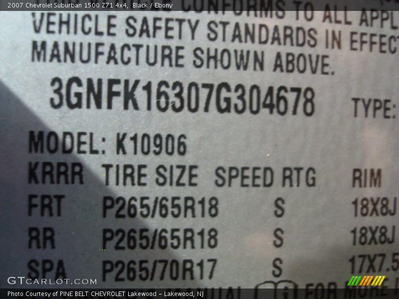 Black / Ebony 2007 Chevrolet Suburban 1500 Z71 4x4