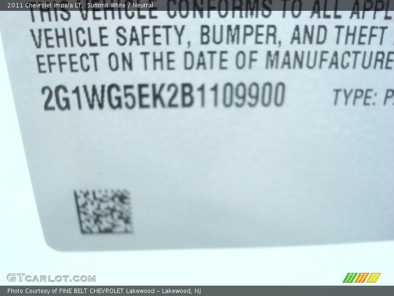 Summit White / Neutral 2011 Chevrolet Impala LT