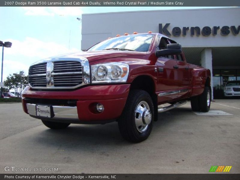 Inferno Red Crystal Pearl / Medium Slate Gray 2007 Dodge Ram 3500 Laramie Quad Cab 4x4 Dually