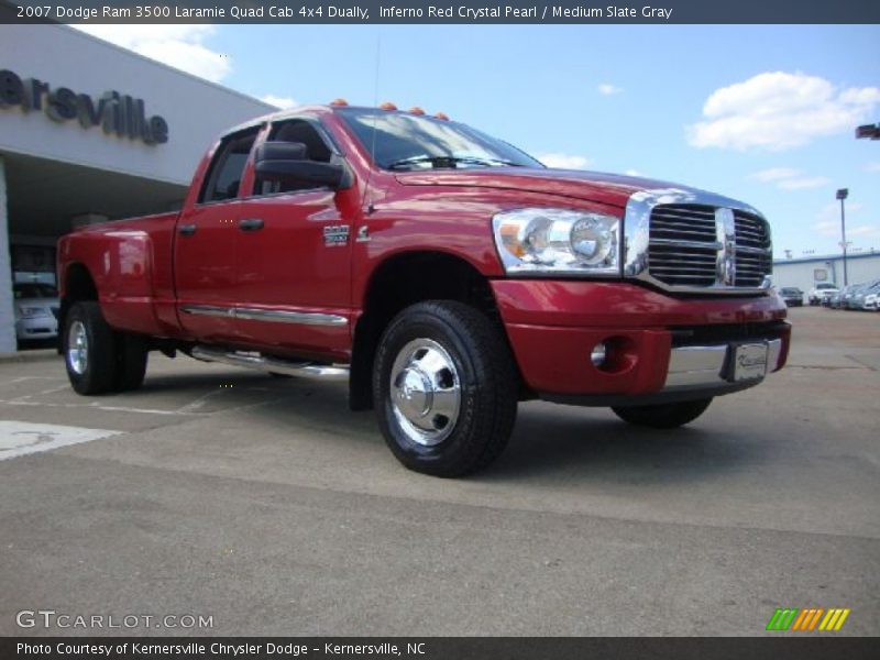 Inferno Red Crystal Pearl / Medium Slate Gray 2007 Dodge Ram 3500 Laramie Quad Cab 4x4 Dually