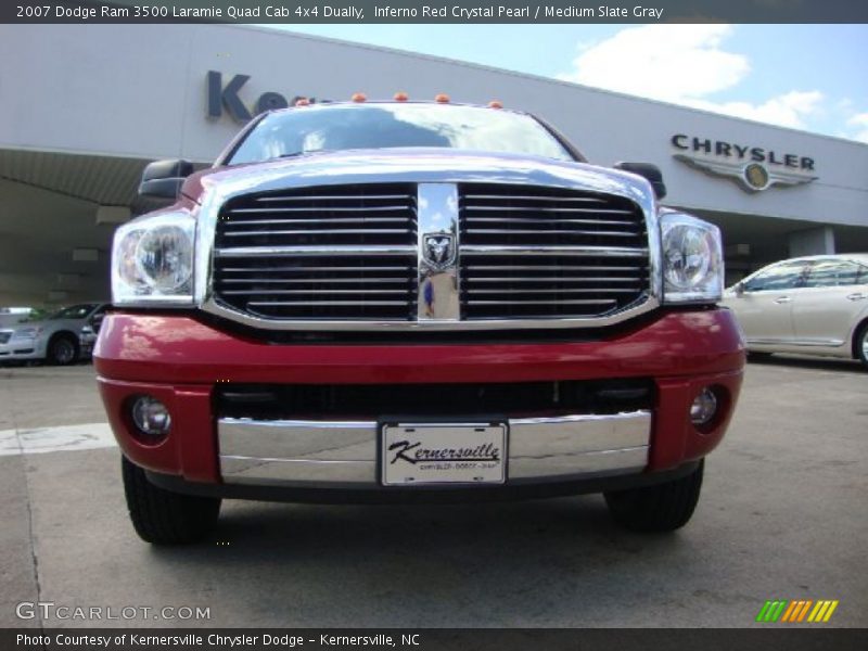 Inferno Red Crystal Pearl / Medium Slate Gray 2007 Dodge Ram 3500 Laramie Quad Cab 4x4 Dually