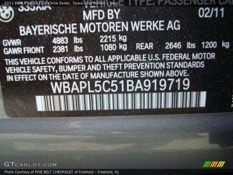 Space Gray Metallic / Black 2011 BMW 3 Series 335i xDrive Sedan