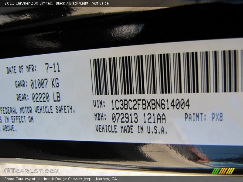 Black / Black/Light Frost Beige 2011 Chrysler 200 Limited