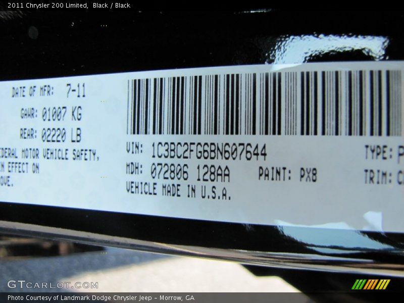 Black / Black 2011 Chrysler 200 Limited