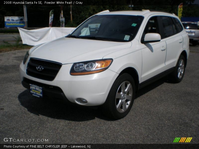 Powder White Pearl / Gray 2008 Hyundai Santa Fe SE
