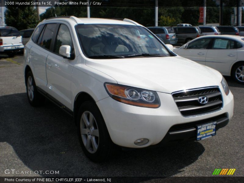 Powder White Pearl / Gray 2008 Hyundai Santa Fe SE