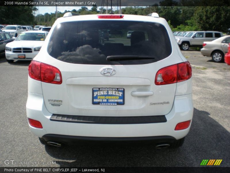 Powder White Pearl / Gray 2008 Hyundai Santa Fe SE