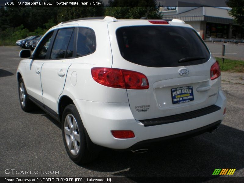 Powder White Pearl / Gray 2008 Hyundai Santa Fe SE