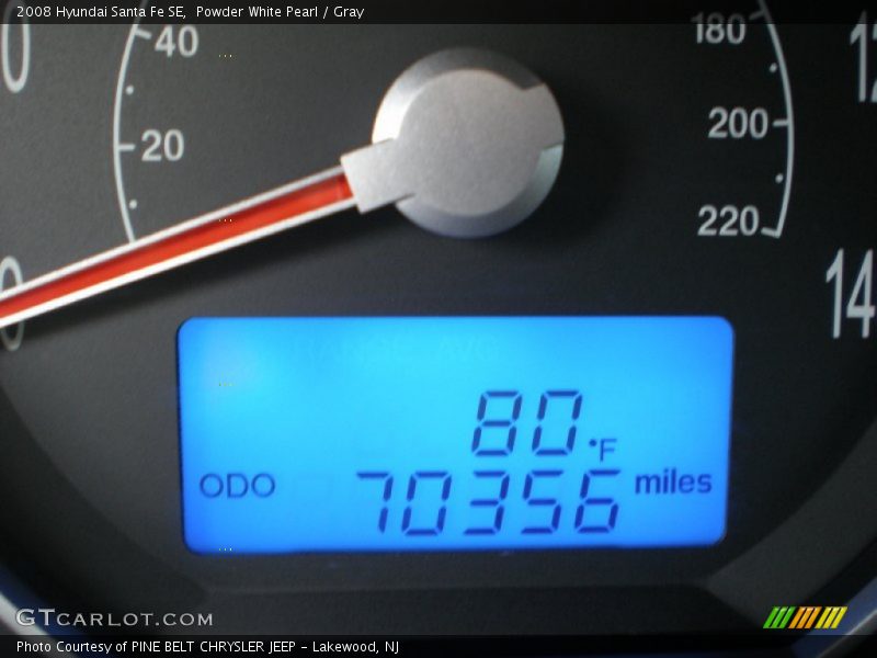 Powder White Pearl / Gray 2008 Hyundai Santa Fe SE