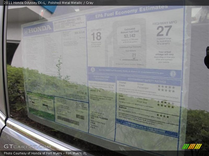 Polished Metal Metallic / Gray 2011 Honda Odyssey EX-L