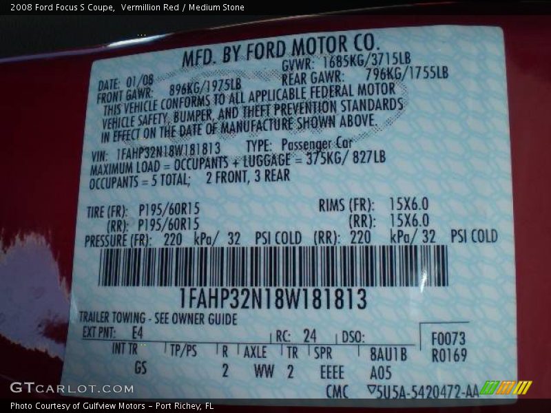 Vermillion Red / Medium Stone 2008 Ford Focus S Coupe