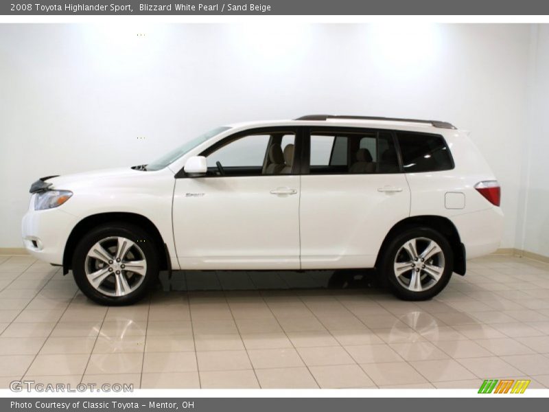 Blizzard White Pearl / Sand Beige 2008 Toyota Highlander Sport