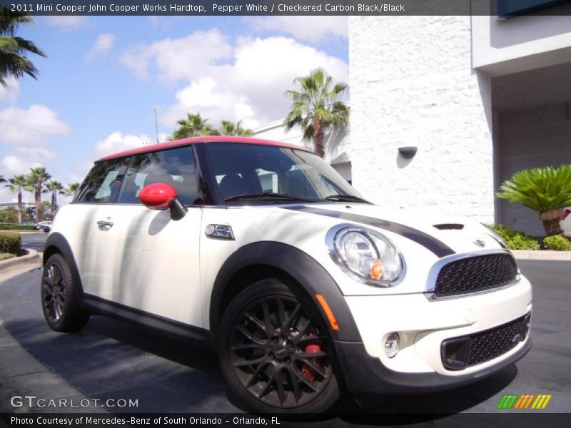 Pepper White / Checkered Carbon Black/Black 2011 Mini Cooper John Cooper Works Hardtop