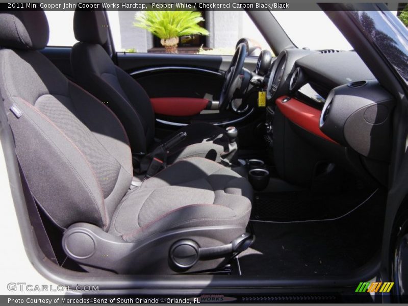 Pepper White / Checkered Carbon Black/Black 2011 Mini Cooper John Cooper Works Hardtop