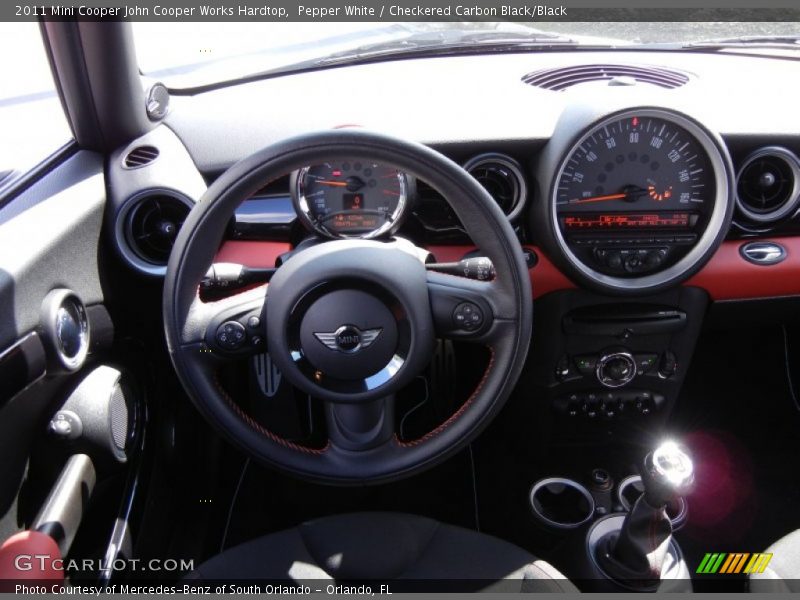 Pepper White / Checkered Carbon Black/Black 2011 Mini Cooper John Cooper Works Hardtop