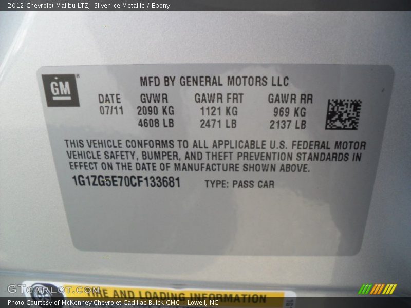 Silver Ice Metallic / Ebony 2012 Chevrolet Malibu LTZ